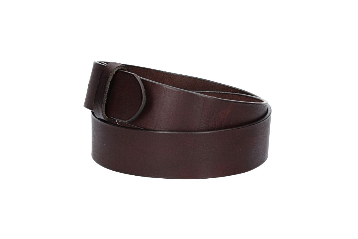 Lederriemen | Gürtelrohling Glanz 40mm in Rot|Bordeaux mit Schlaufe und Kapplochteil - leder-accessoires.com