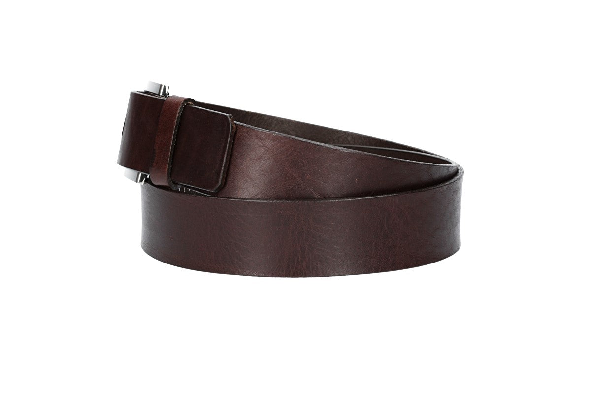 Ledergürtel Überlänge Braun 40mm mit Schmuckschließe Silber - leder-accessoires.com