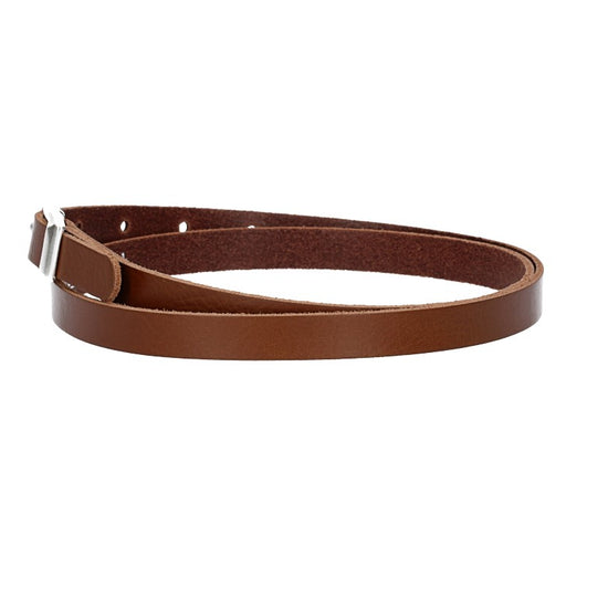 Damen-|Taillengürtel 15mm in Cognac mit Vollschließe in Silber - leder-accessoires.com