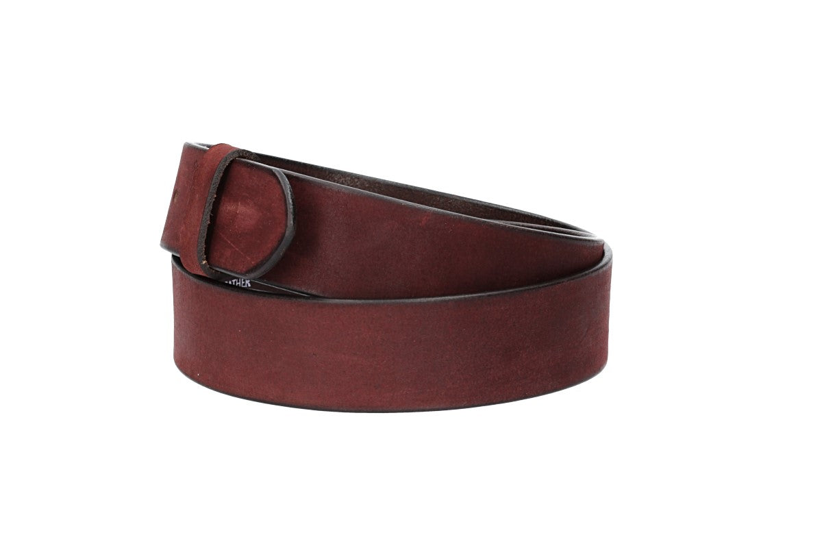 Lederriemen | Gürtelrohling Matt 40mm in Rot|Bordeaux mit Schlaufe und Kapplochteil - leder-accessoires.com