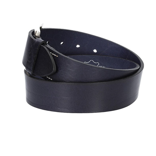 Hochwertiger Ledergürtel 40mm in Blau|Marine mit rustikaler Schließe in Silber - leder-accessoires.com