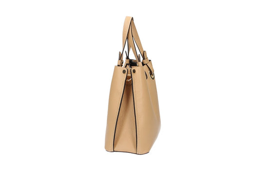 Kurzgrifftasche aus Leder in Beige - leder-accessoires.com