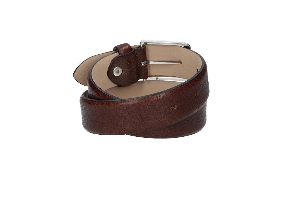 Ledergürtel Kids 30mm in Braun bombiert mit Schließe in Silber - leder-accessoires.com