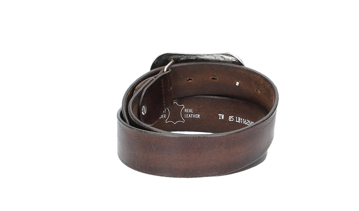 Ledergürtel Braun 40mm mit Blumenschließe|Koppelschließe - leder-accessoires.com