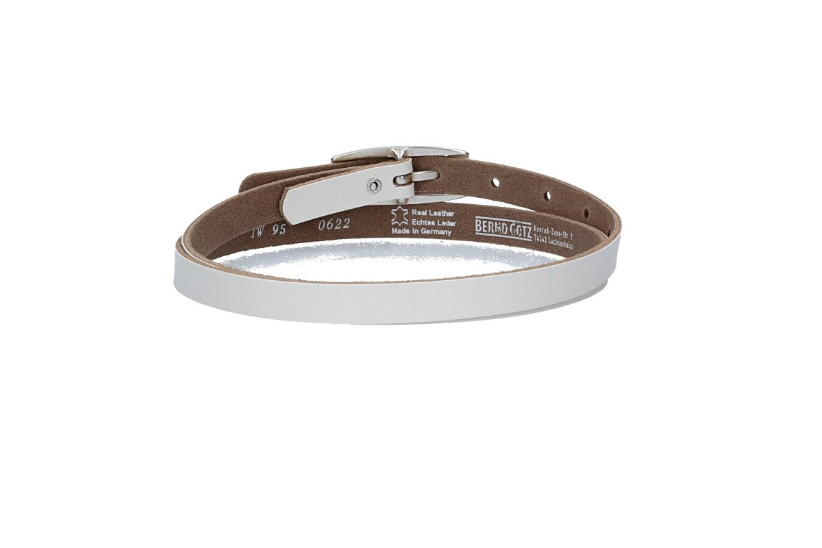 Damen-|Taillengürtel 15mm in Weiß mit Vollschließe in Silber - leder-accessoires.com