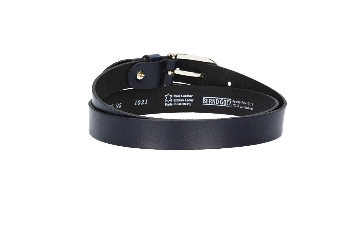 Damengürtel 25mm in Marine|Dunkelblau mit Dornschließe in Lightgold - leder-accessoires.com