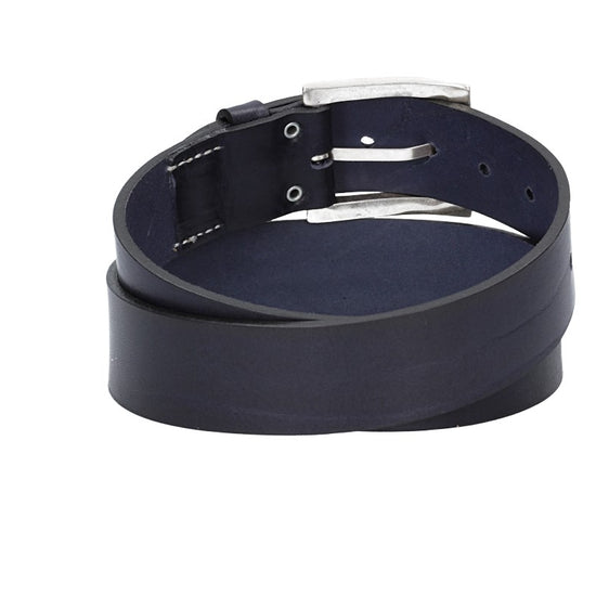 Hochwertiger Ledergürtel 40mm in Blau|Marine mit rustikaler Schließe in Silber - leder-accessoires.com