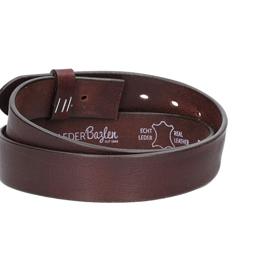 Lederriemen | Gürtelrohling Glanz 35mm in Rot | Bordeaux mit Schlaufe und Kapplochteil - leder-accessoires.com