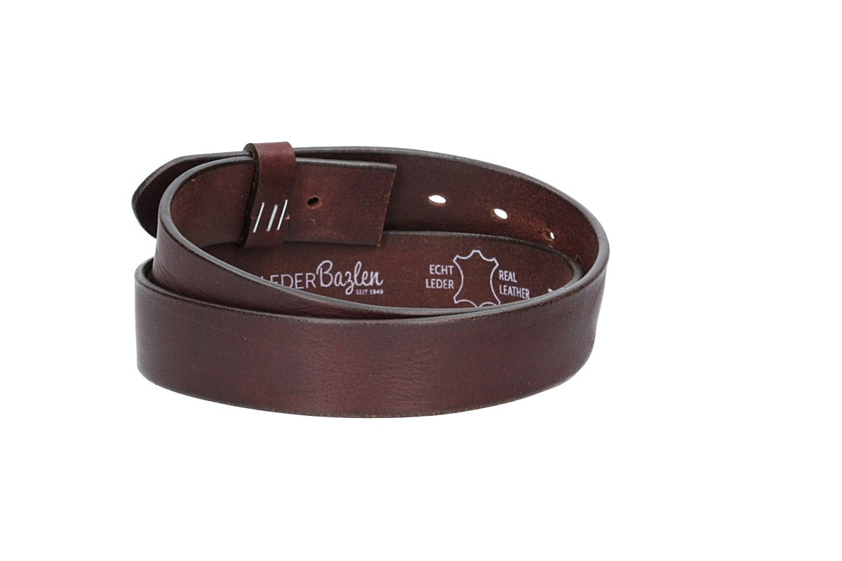 Lederriemen | Gürtelrohling Glanz 35mm in Rot | Bordeaux mit Schlaufe und Kapplochteil - leder-accessoires.com