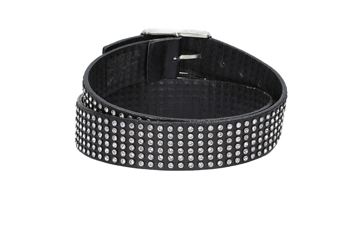 Ledergürtel 40mm in Schwarz mit Swarowski  und Vollschließe Schwarz - leder-accessoires.com