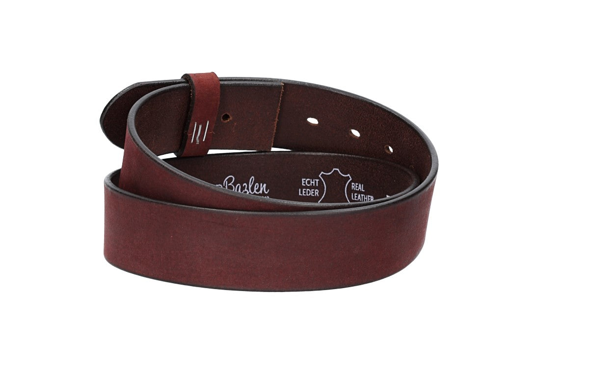 Lederriemen | Gürtelrohling Matt 40mm in Rot|Bordeaux mit Schlaufe und Kapplochteil - leder-accessoires.com