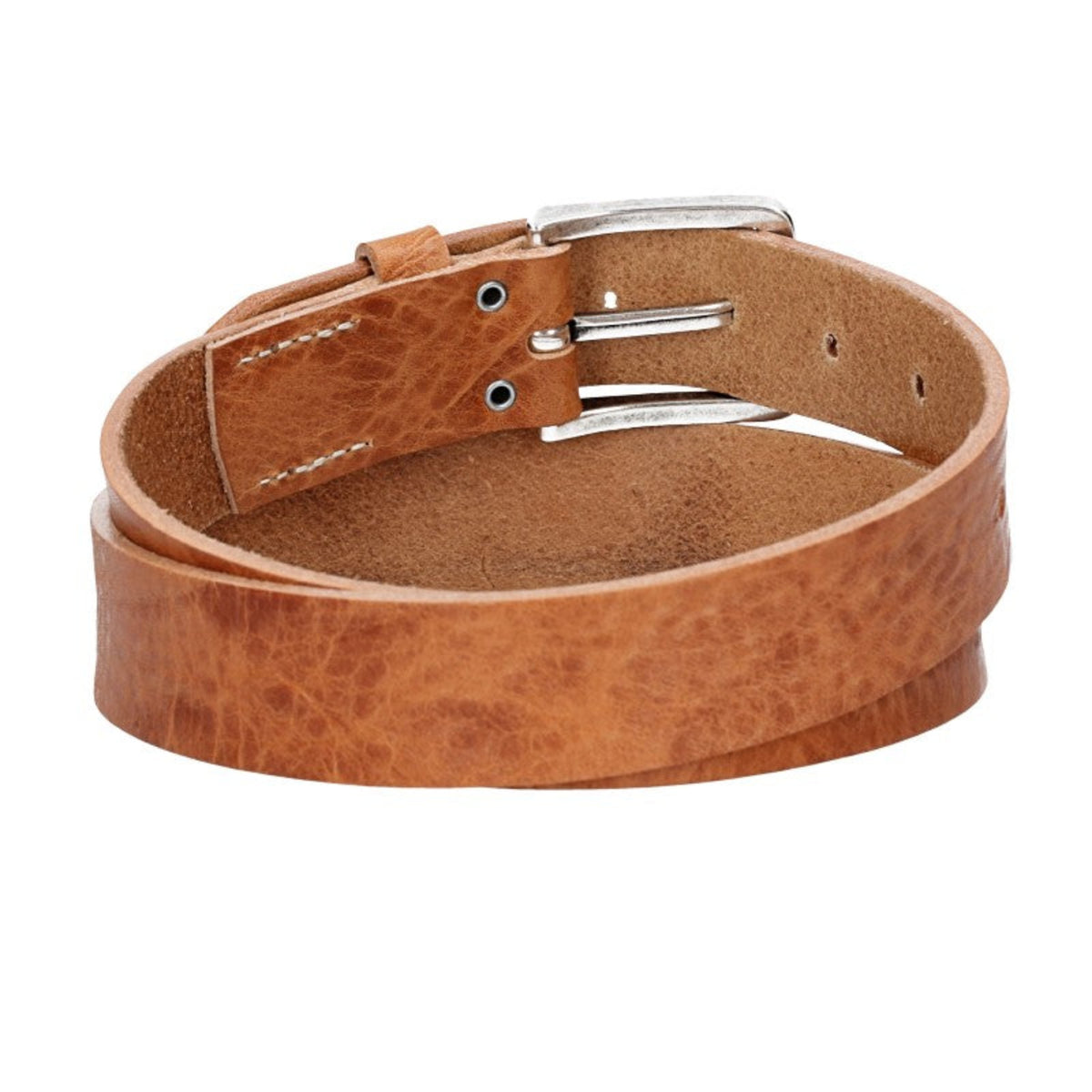 Hochwertiger Ledergürtel 35mm in Natur mit rustikaler Schließe in Silber - leder-accessoires.com