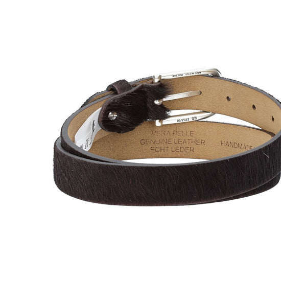 Fellgürtel 30mm in Braun mit Dornschließe in Silber - leder-accessoires.com