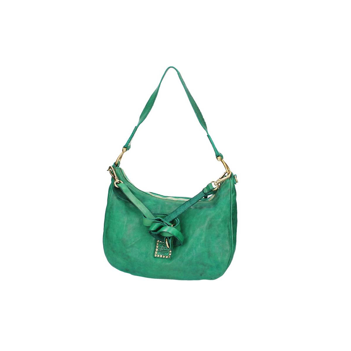 Campomaggi Beuteltasche in Grün aus Leder mit zusätzlichem Riemen - leder-accessoires.com