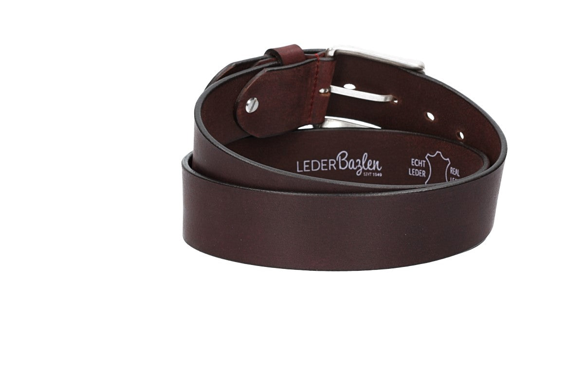 Ledergürtel Rot|Bordeaux 40mm mit Dornschließe in Silber - leder-accessoires.com