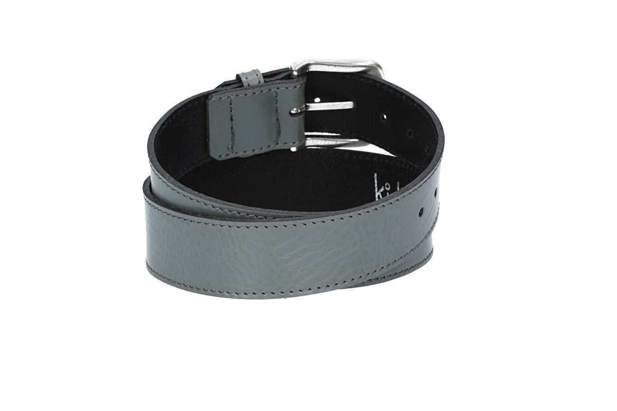 Ledergürtel Kids 30mm abgenäht in Grau mit Dornschließe in Silber - leder-accessoires.com