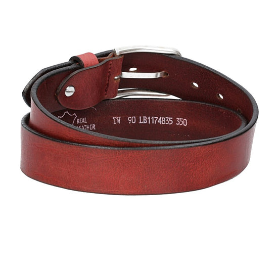 Ledergürtel Rot 35mm mit Dornschließe in Silber - leder-accessoires.com