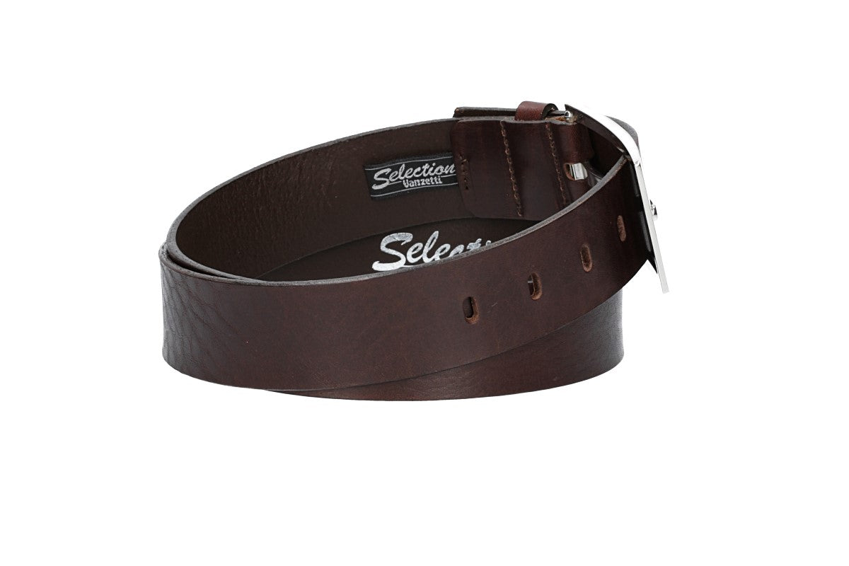 Ledergürtel Überlänge Braun 40mm mit Schmuckschließe Silber - leder-accessoires.com