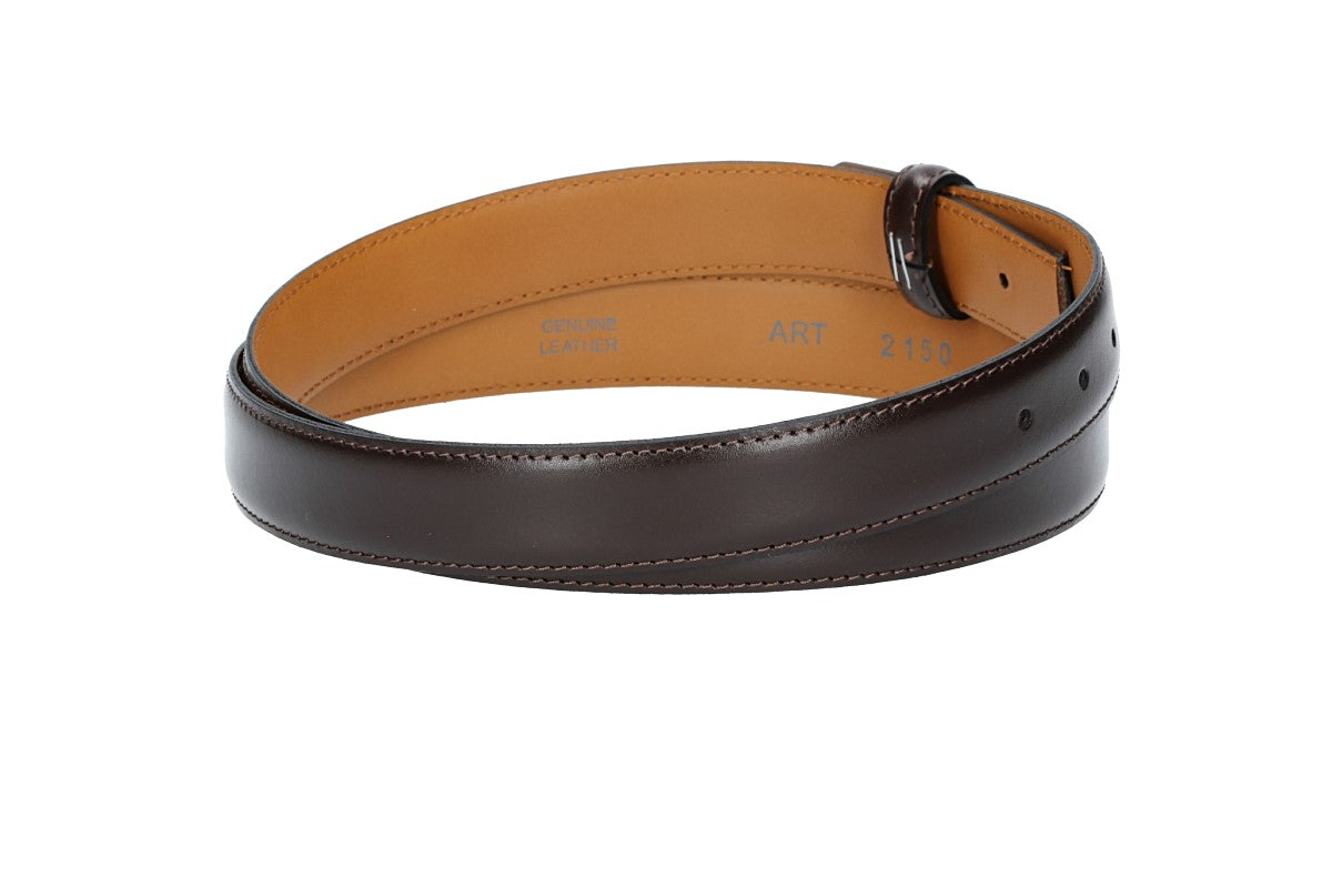 Lederriemen | Gürtelrohling 30mm bombiert in Braun mit Schlaufe und Kapplochteil - leder-accessoires.com
