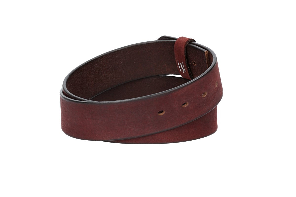 Lederriemen | Gürtelrohling Matt 40mm in Rot|Bordeaux mit Schlaufe und Kapplochteil - leder-accessoires.com