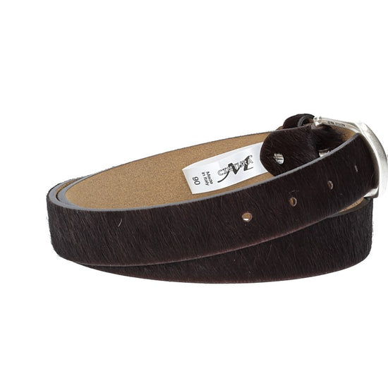Fellgürtel 30mm in Braun mit Dornschließe in Silber - leder-accessoires.com