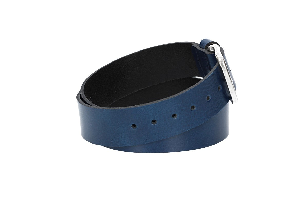 Ledergürtel Kids 30mm in Blau|Marine mit Dornschließe in Silber - leder-accessoires.com