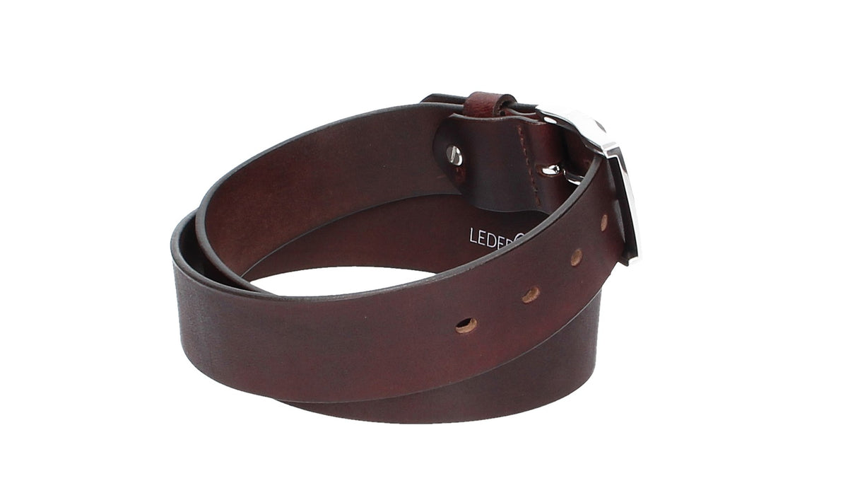 Ledergürtel Rot|Bordeaux 40mm mit Dornschließe in Silber - leder-accessoires.com