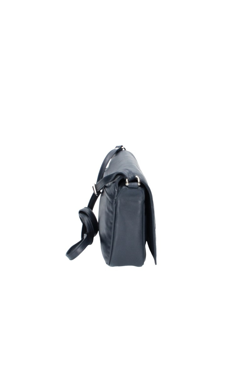 Umhängetasche mit langem Überschlag in Blau|Marine aus Leder - leder-accessoires.com
