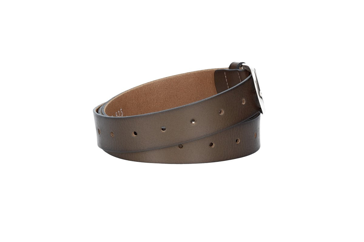 Ledergürtel Überlänge Taupe|Braun 35mm mit Schließe in Silber - leder-accessoires.com