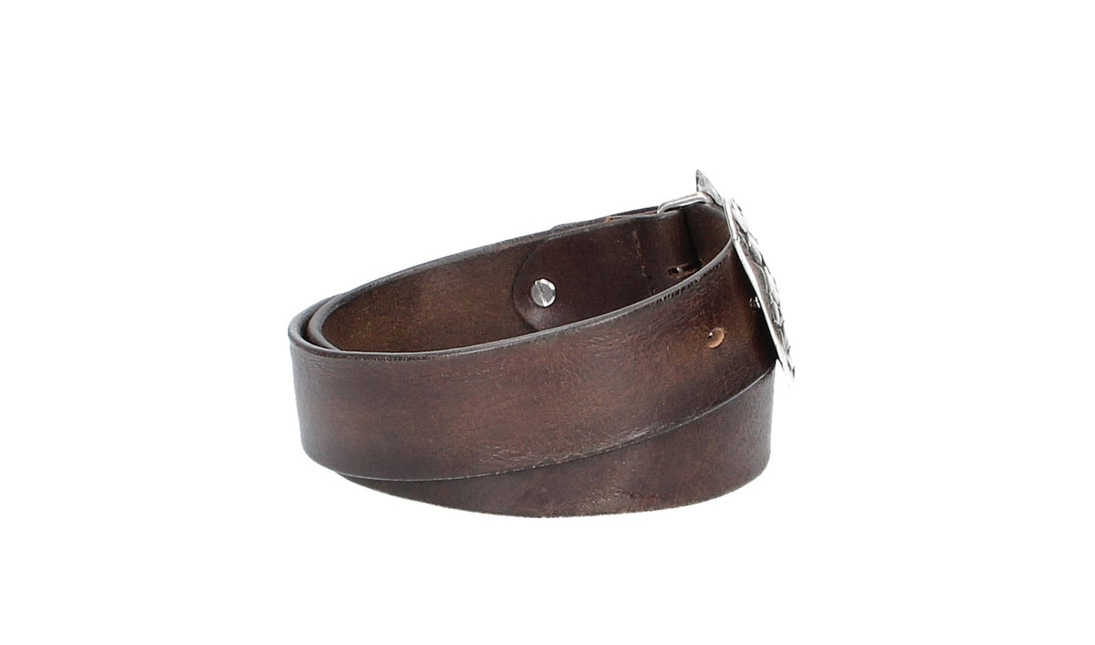 Ledergürtel Braun 40mm mit Blumenschließe|Koppelschließe - leder-accessoires.com
