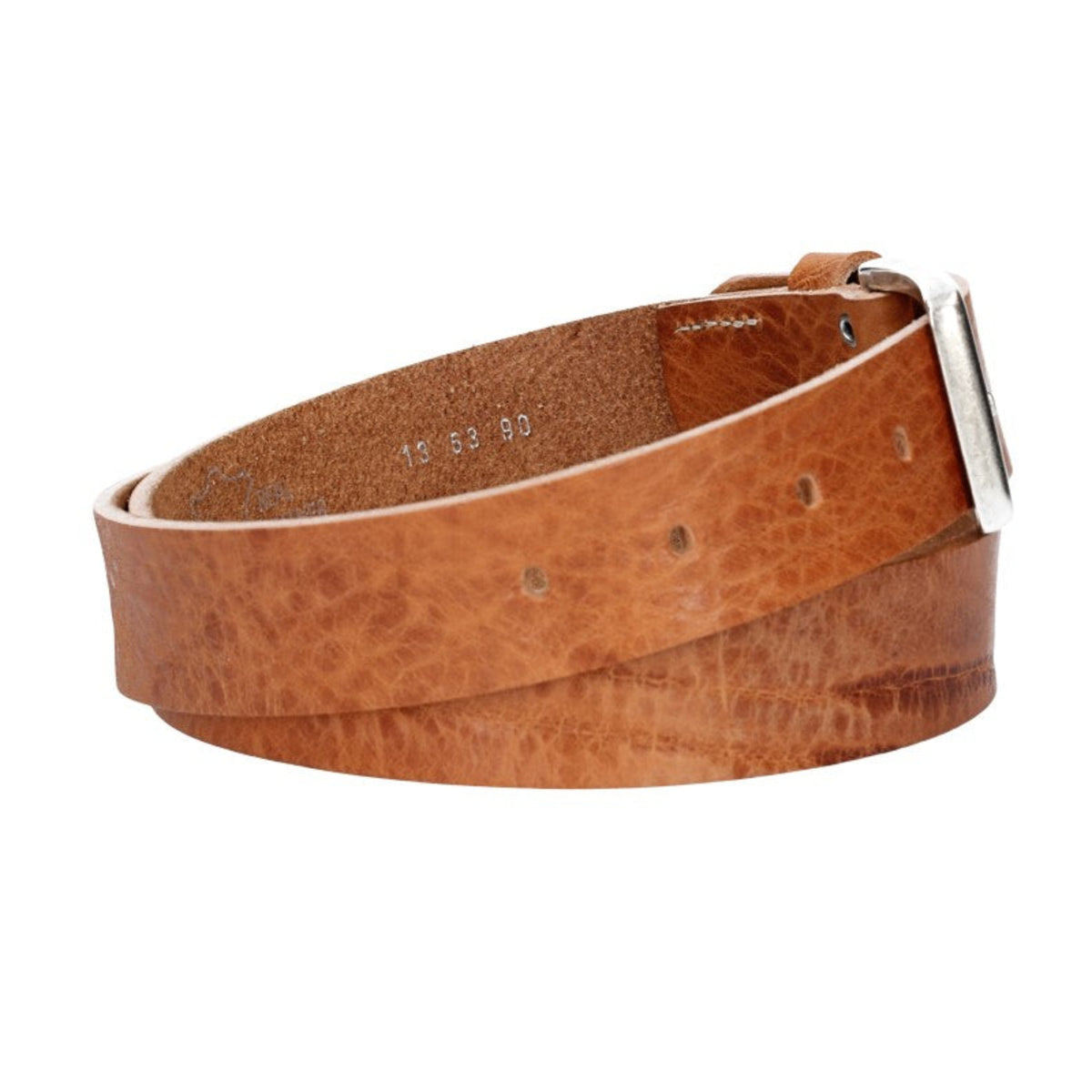 Hochwertiger Ledergürtel 35mm in Natur mit rustikaler Schließe in Silber - leder-accessoires.com