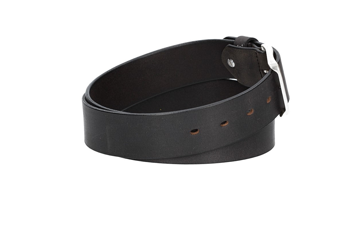 Ledergürtel Schwarz 40mm mit Dornschließe in Silber - leder-accessoires.com