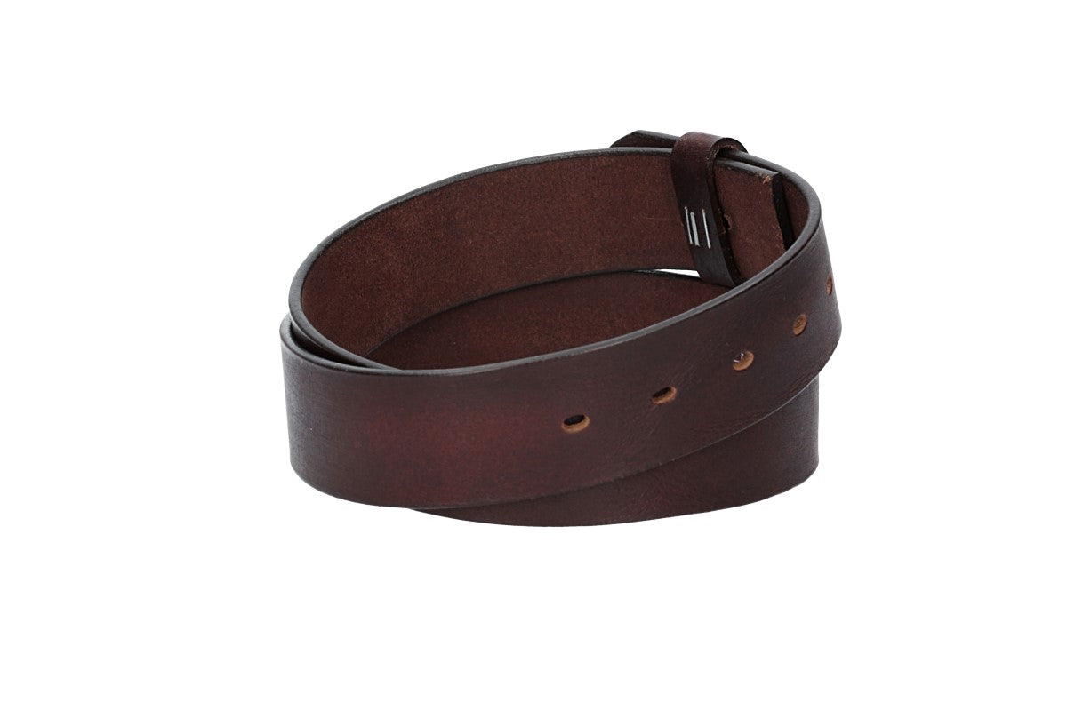 Lederriemen | Gürtelrohling Glanz 40mm in Rot|Bordeaux mit Schlaufe und Kapplochteil - leder-accessoires.com