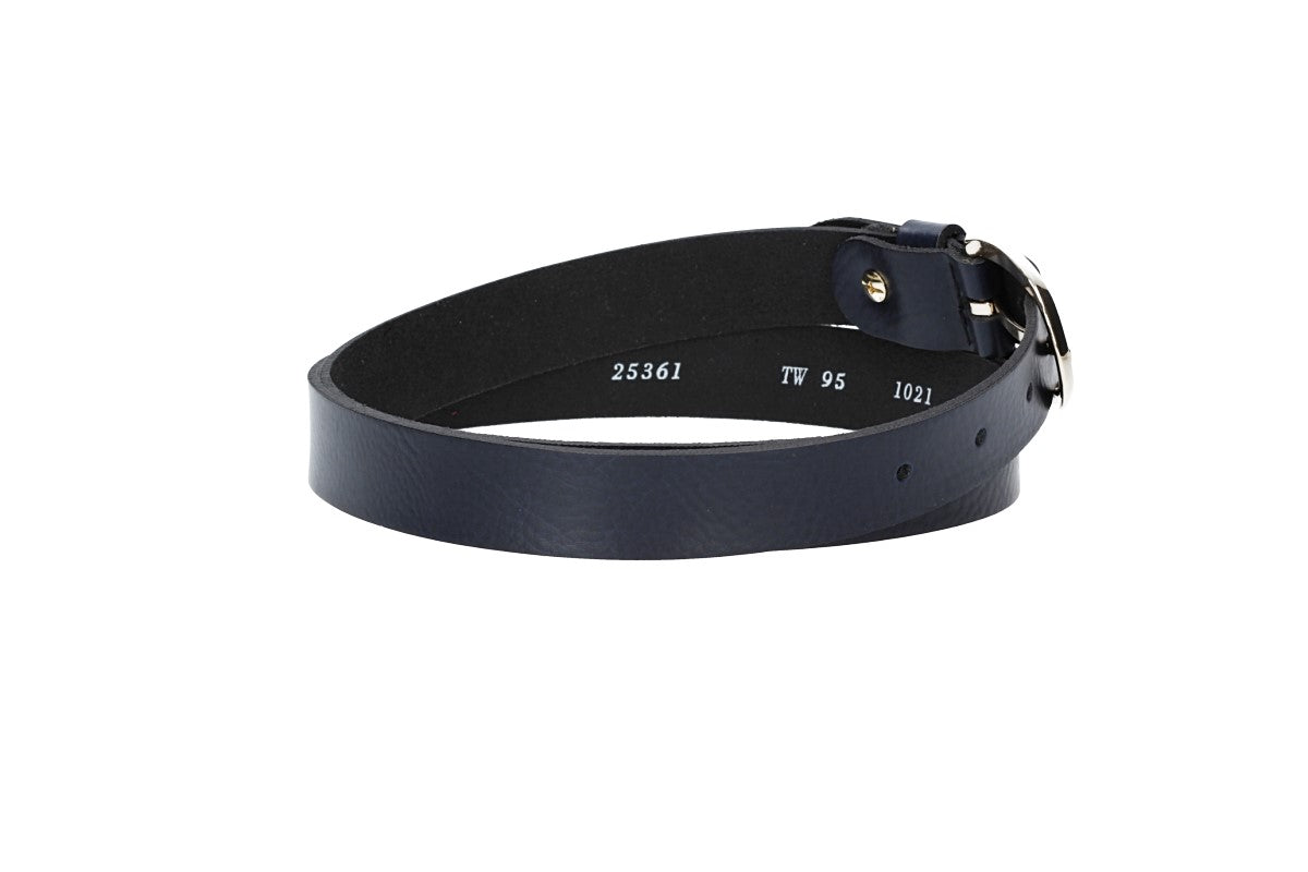 Damengürtel 25mm in Marine|Dunkelblau mit Dornschließe in Lightgold - leder-accessoires.com