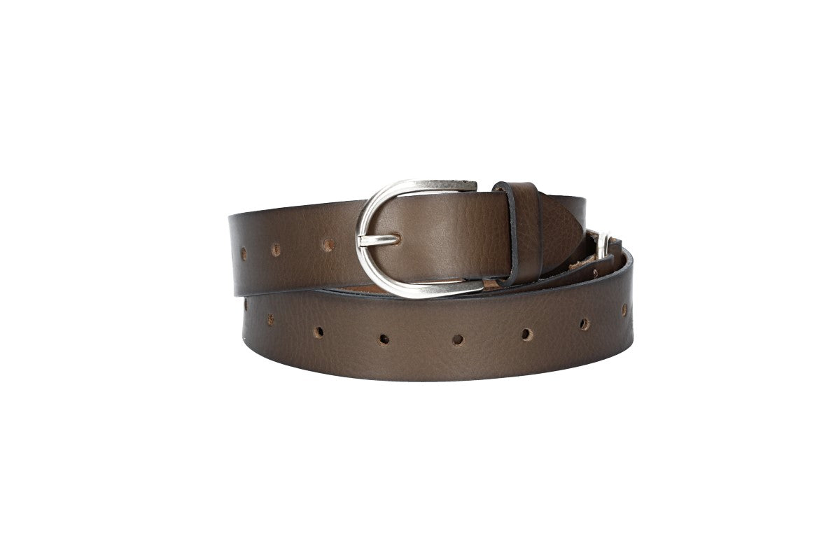 Ledergürtel Überlänge Taupe|Braun 35mm mit Schließe in Silber - leder-accessoires.com