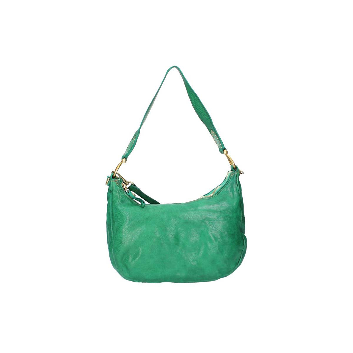Campomaggi Beuteltasche in Grün aus Leder mit zusätzlichem Riemen - leder-accessoires.com
