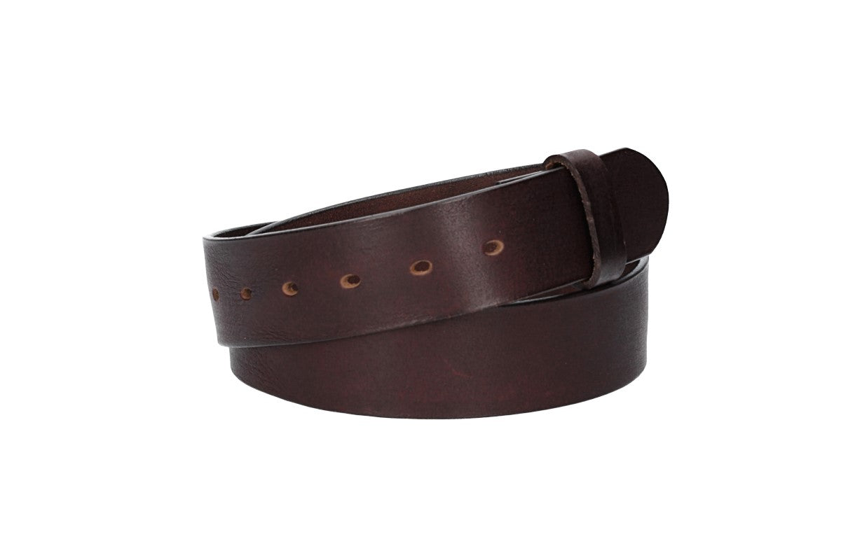 Lederriemen | Gürtelrohling Glanz 40mm in Rot|Bordeaux mit Schlaufe und Kapplochteil - leder-accessoires.com