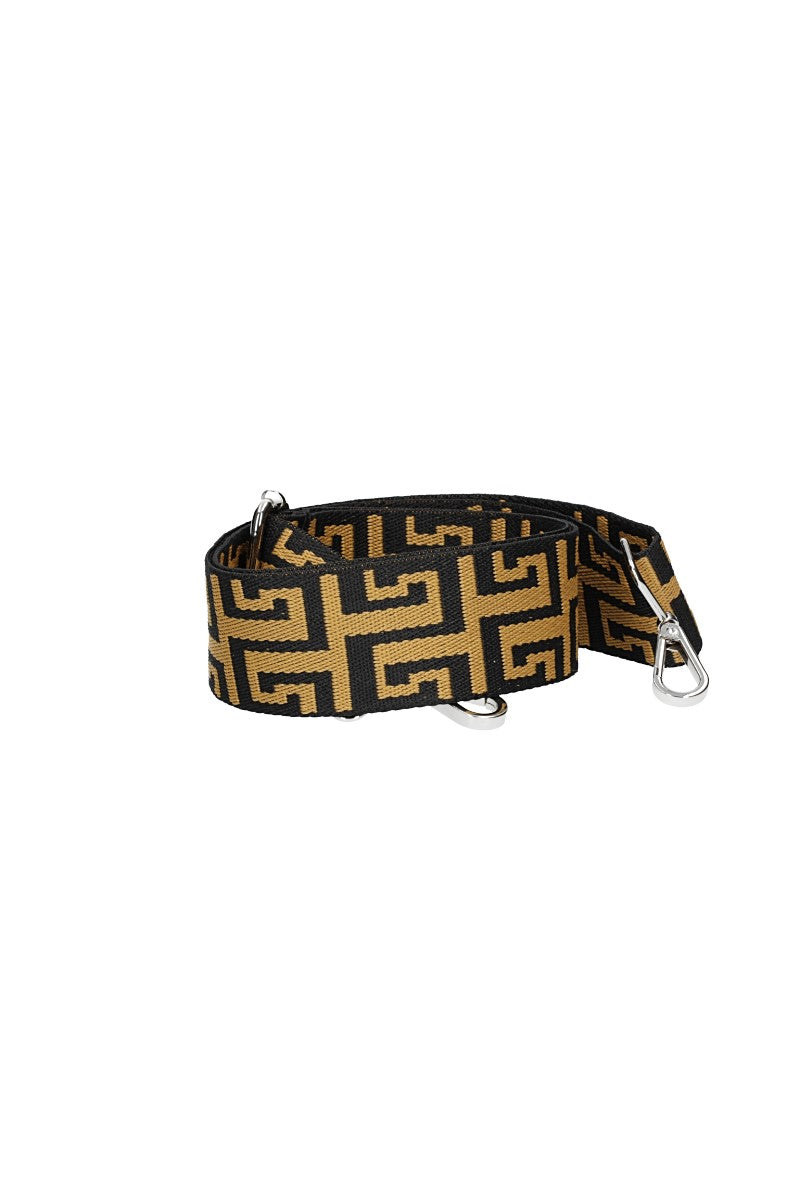 Taschenriemen | Wechselriemen mit Karabiner in Schwarz|Gold - leder-accessoires.com