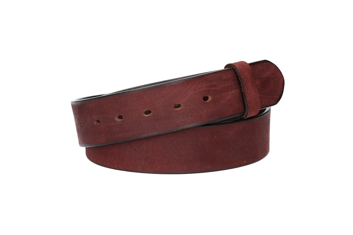 Lederriemen | Gürtelrohling Matt 40mm in Rot|Bordeaux mit Schlaufe und Kapplochteil - leder-accessoires.com