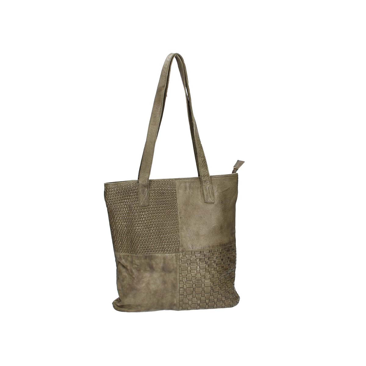 Ledershopper in Grün|Oliv mit verschiedenen Mustern aus Leder - leder-accessoires.com