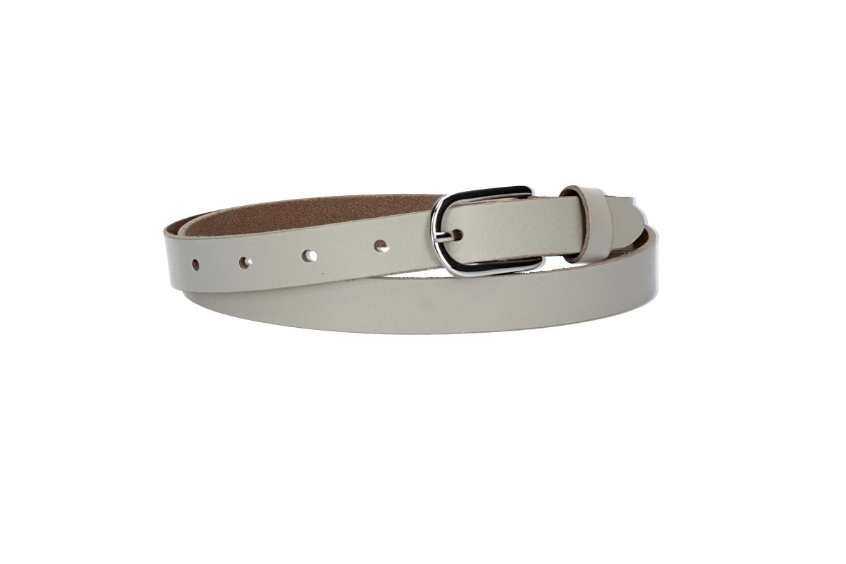Damen-|Taillengürtel 20mm in Creme|Beige mit Dornschließe in Glanz - leder-accessoires.com