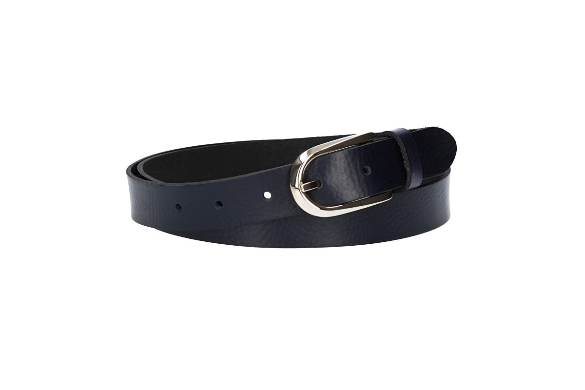 Damengürtel 25mm in Marine|Dunkelblau mit Dornschließe in Lightgold - leder-accessoires.com