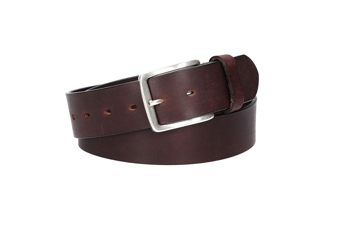 Ledergürtel Rot|Bordeaux 40mm mit Dornschließe in Silber - leder-accessoires.com