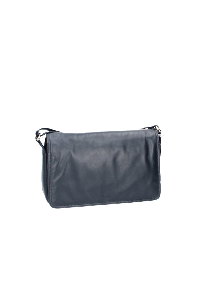 Umhängetasche mit langem Überschlag in Blau|Marine aus Leder - leder-accessoires.com