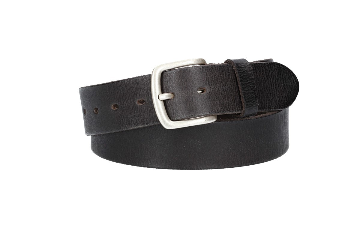 Ledergürtel Schwarz 40mm mit Dornschließe in Silber - leder-accessoires.com